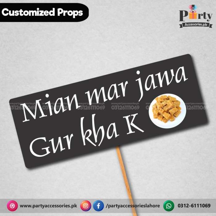 Customized funny WEDDING party photo prop MA MAR JAWAN GUR KHA K