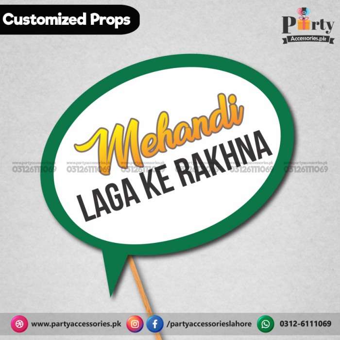Customized funny WEDDING party photo prop MEHENDI LAGA K RAKHNA