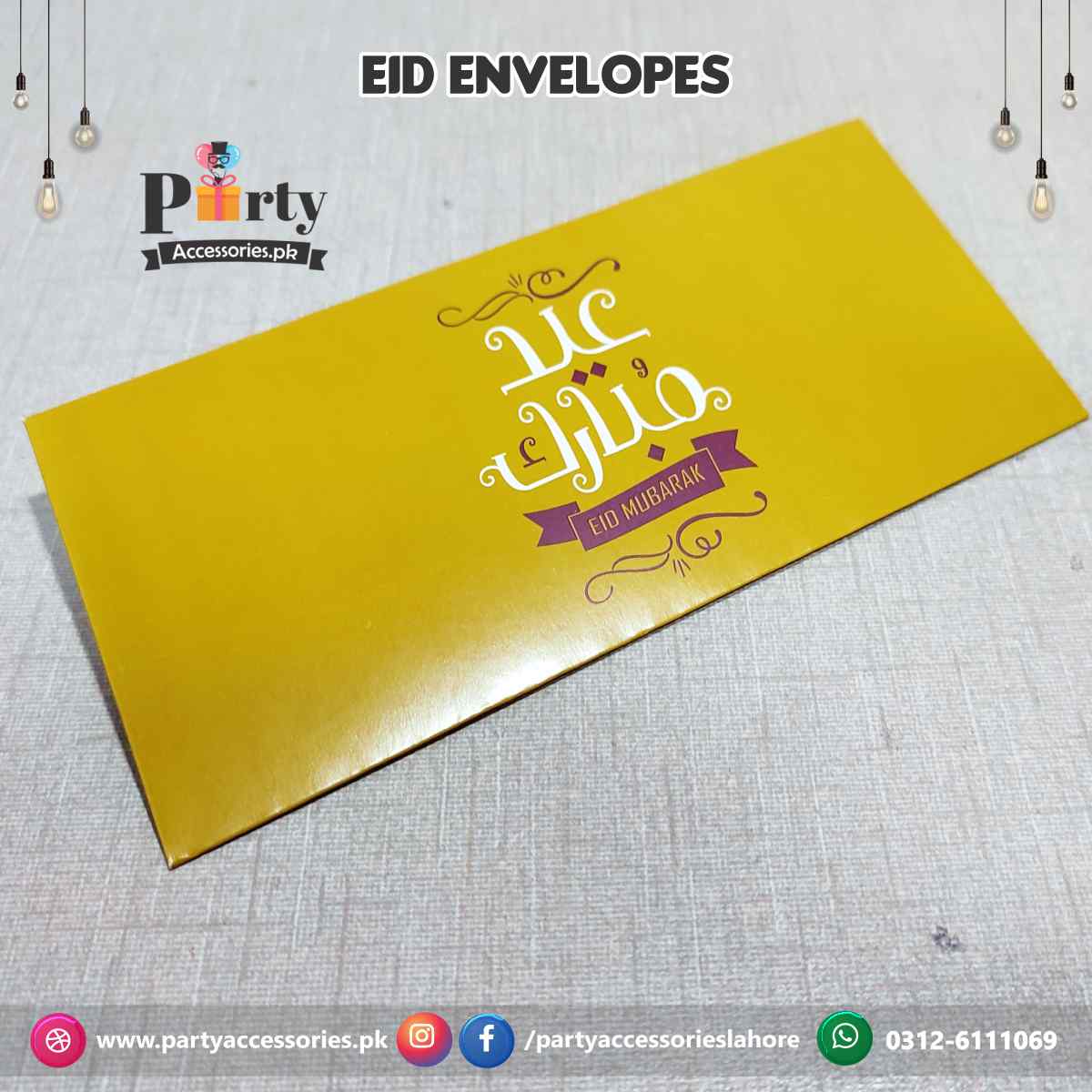 Eidi Envelopes in solid colors Pack of 6 PartyAccessories.pk