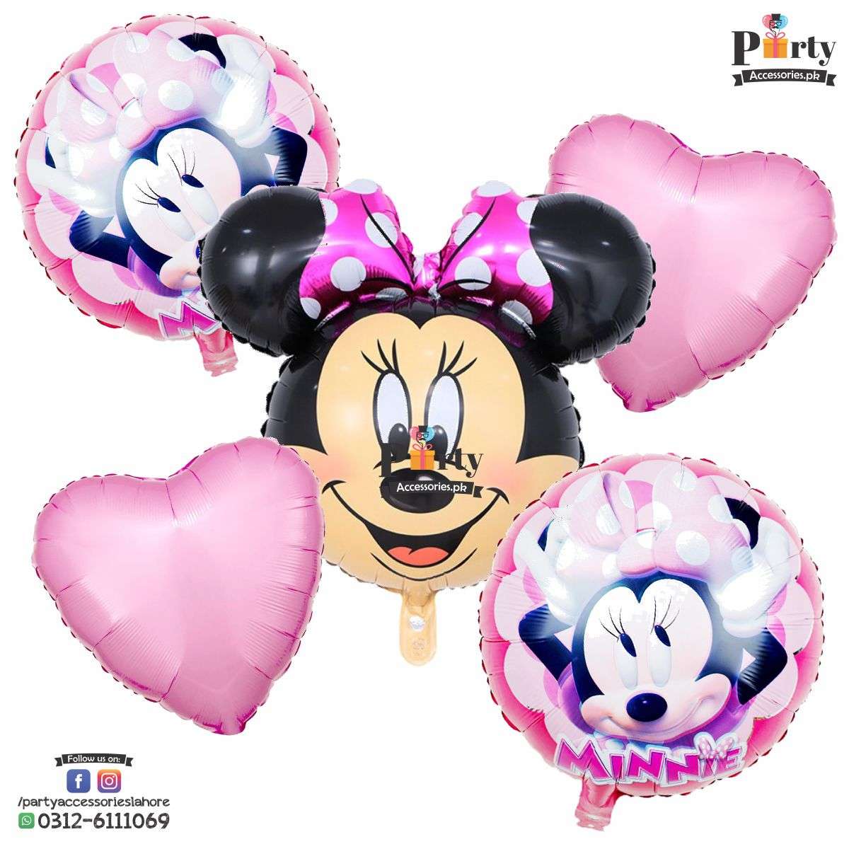 Minnie Mouse birthday theme foil balloons 