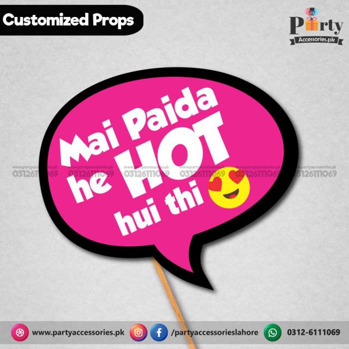 Customized funny WEDDING party photo prop MAI PAIDA HE HOT HUI THI
