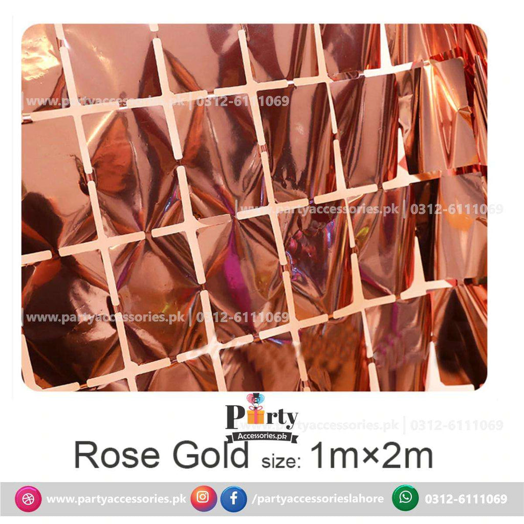 box shape foil curtain in Rose gold for party backdrop