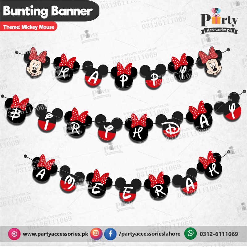 Customized Mickey Mouse theme Birthday wall banner Banner cutout