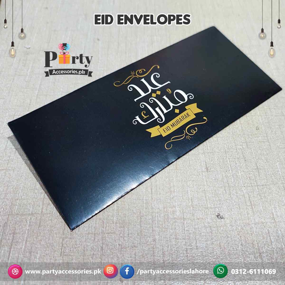 Eidi Envelopes in solid colors Pack of 6 PartyAccessories.pk