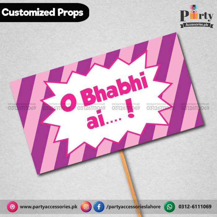 Customized funny WEDDING party photo prop O BHABHI AI