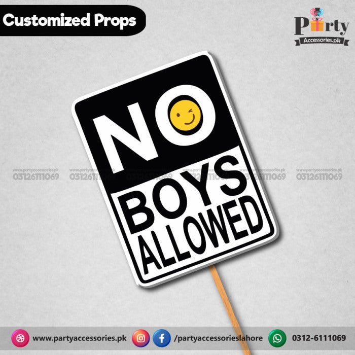 Customized funny WEDDING party photo prop NO BOYS ALLOWED