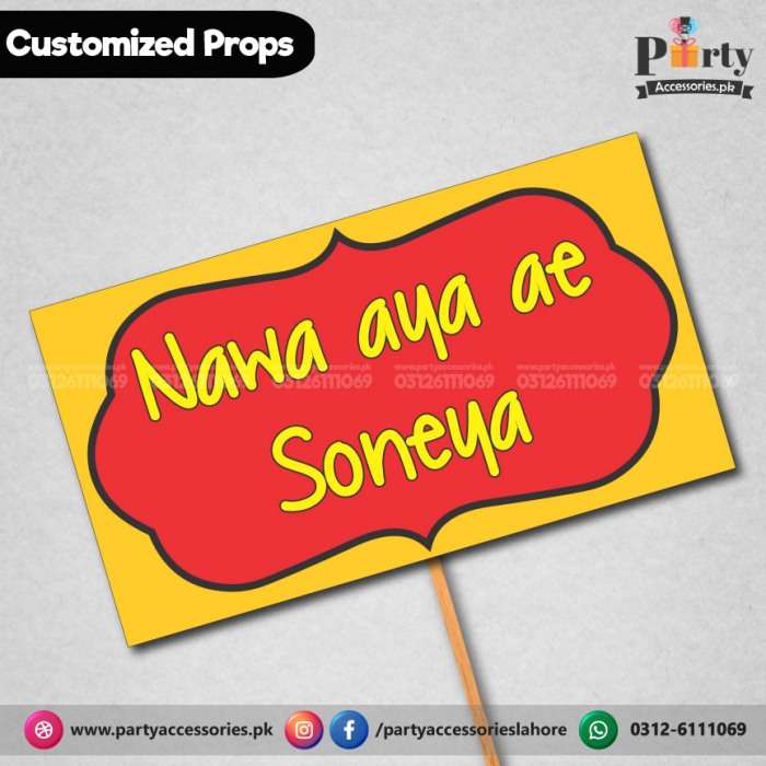Customized funny WEDDING party photo prop NAWA AYA AYE SONEYA