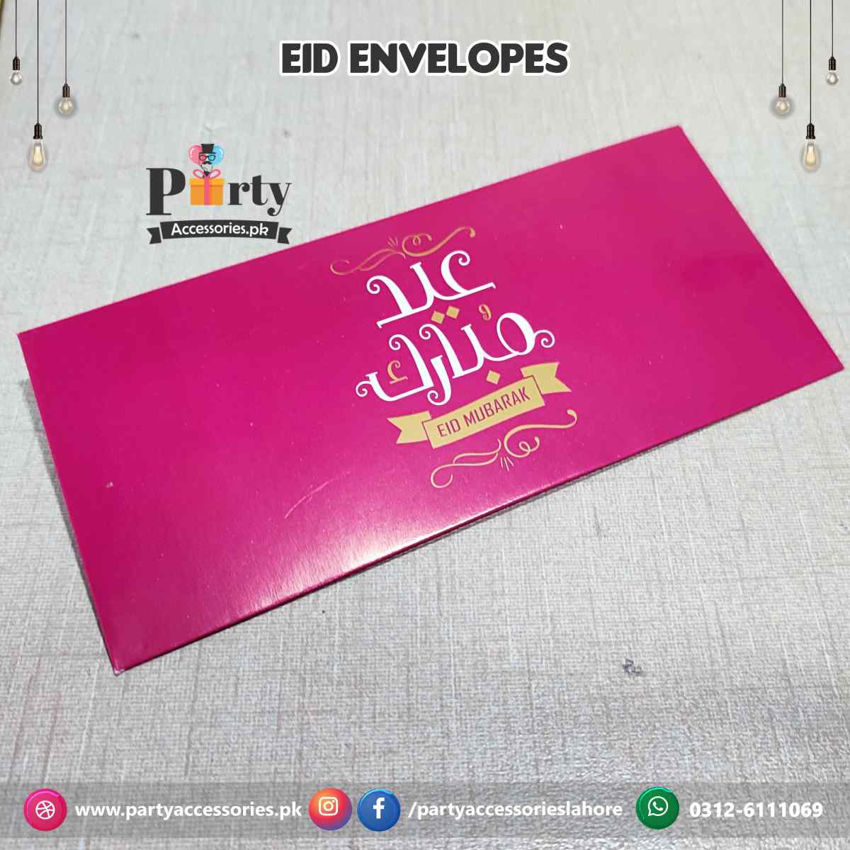 Eidi Envelopes in solid colors Pack of 6 PartyAccessories.pk