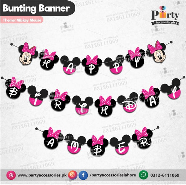Customized minnie Mouse theme Birthday bunting Banner cutout
