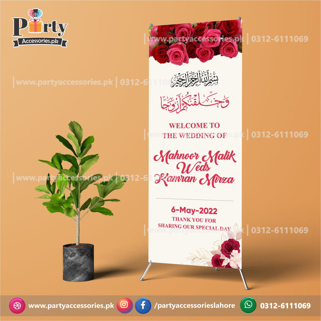 Customized wedding decorations | Welcome standee for wedding event in floral theme