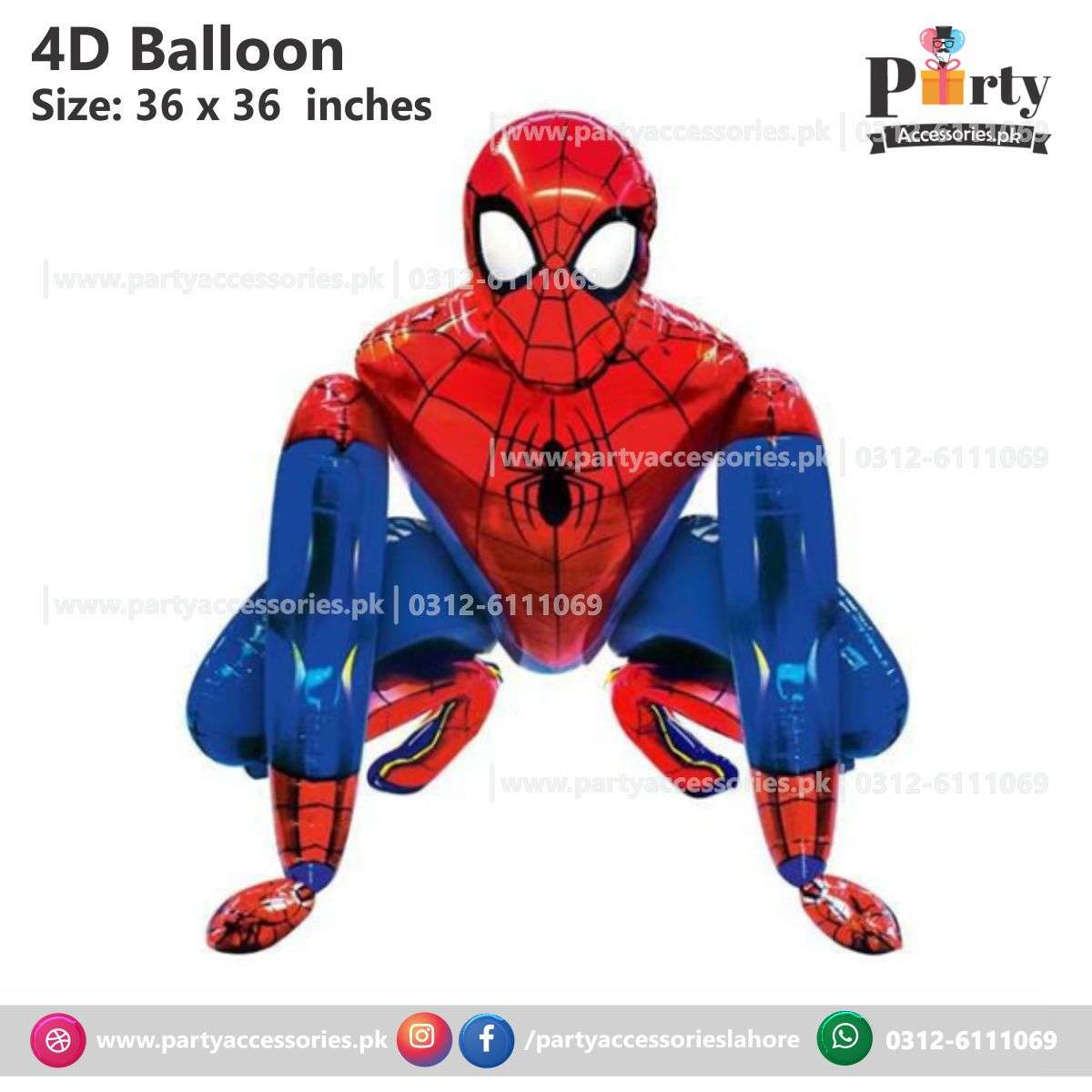 Spider Man Shape character 3D / 4D foil balloon