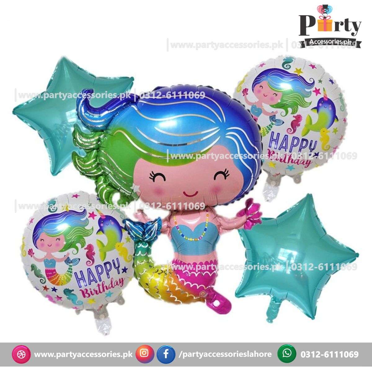 Baby Mermaid themed birthday exclusive foil balloons