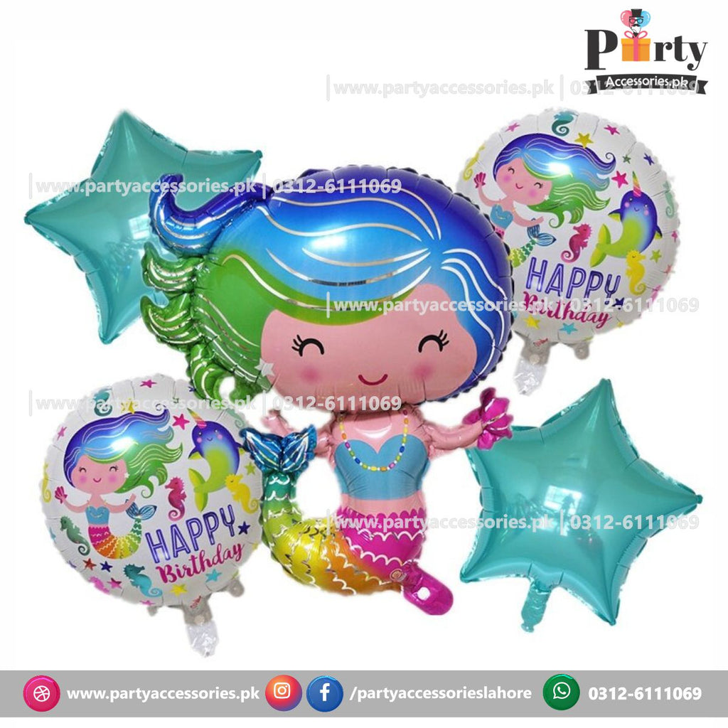 Baby Mermaid themed birthday exclusive foil balloons