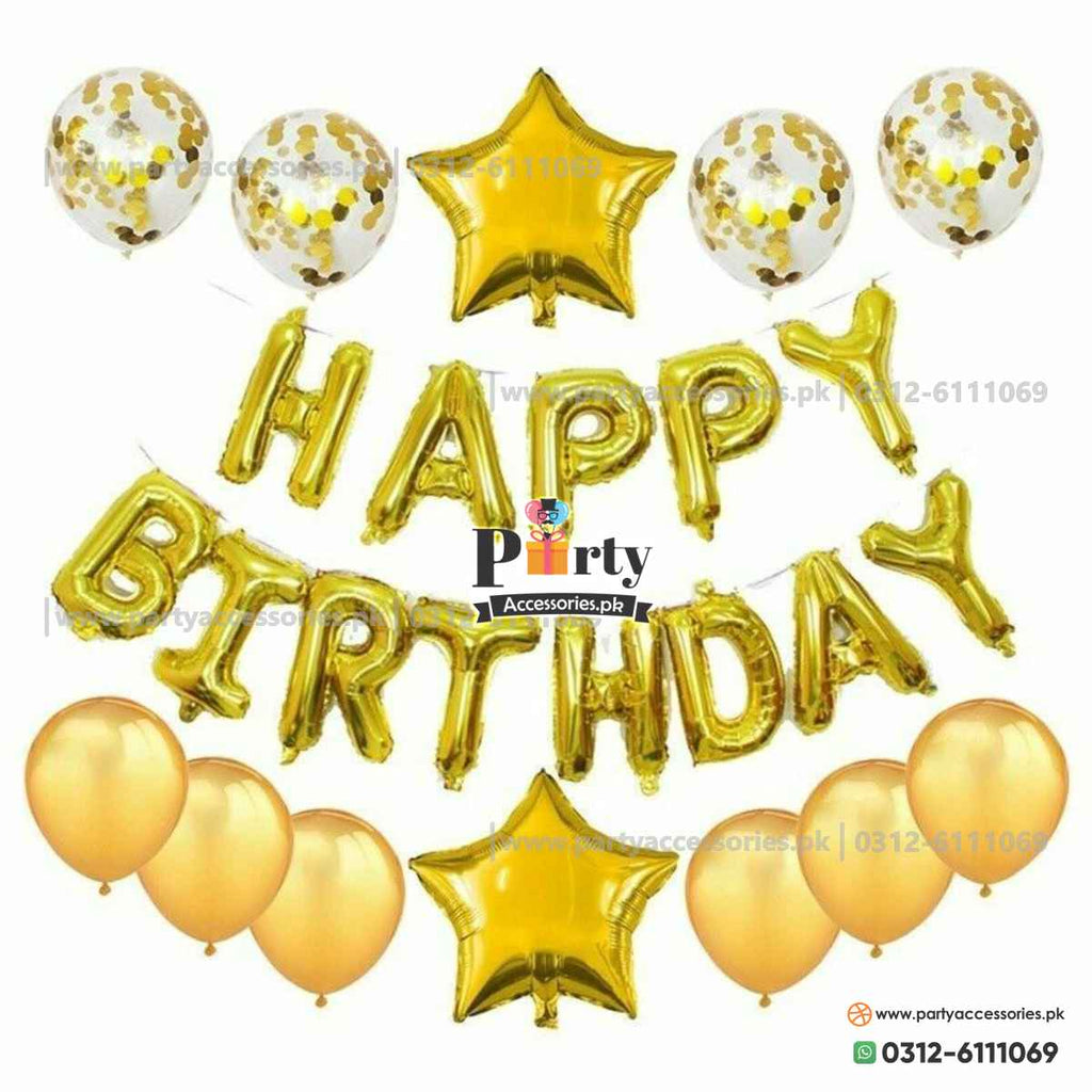 happy birthday foil balloons golden