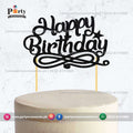 Happy birthday cake topper black 