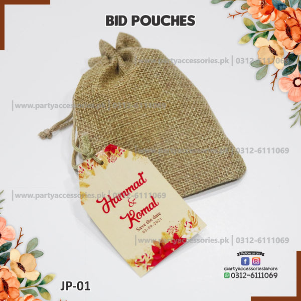 Nikkah Bid Boxes | Jute bid pouches with customized tags