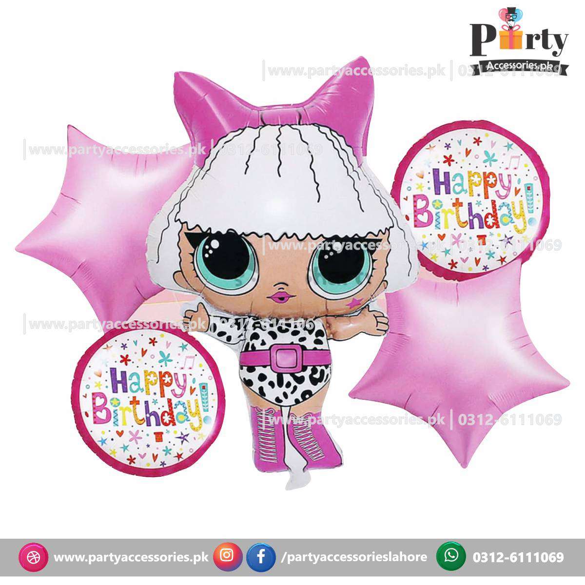 LOL doll theme birthday decoration foil balloons set