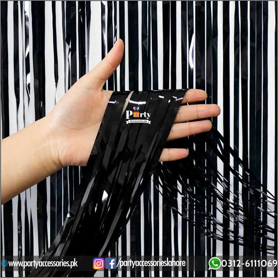Black Metallic Foil Fringe Curtain