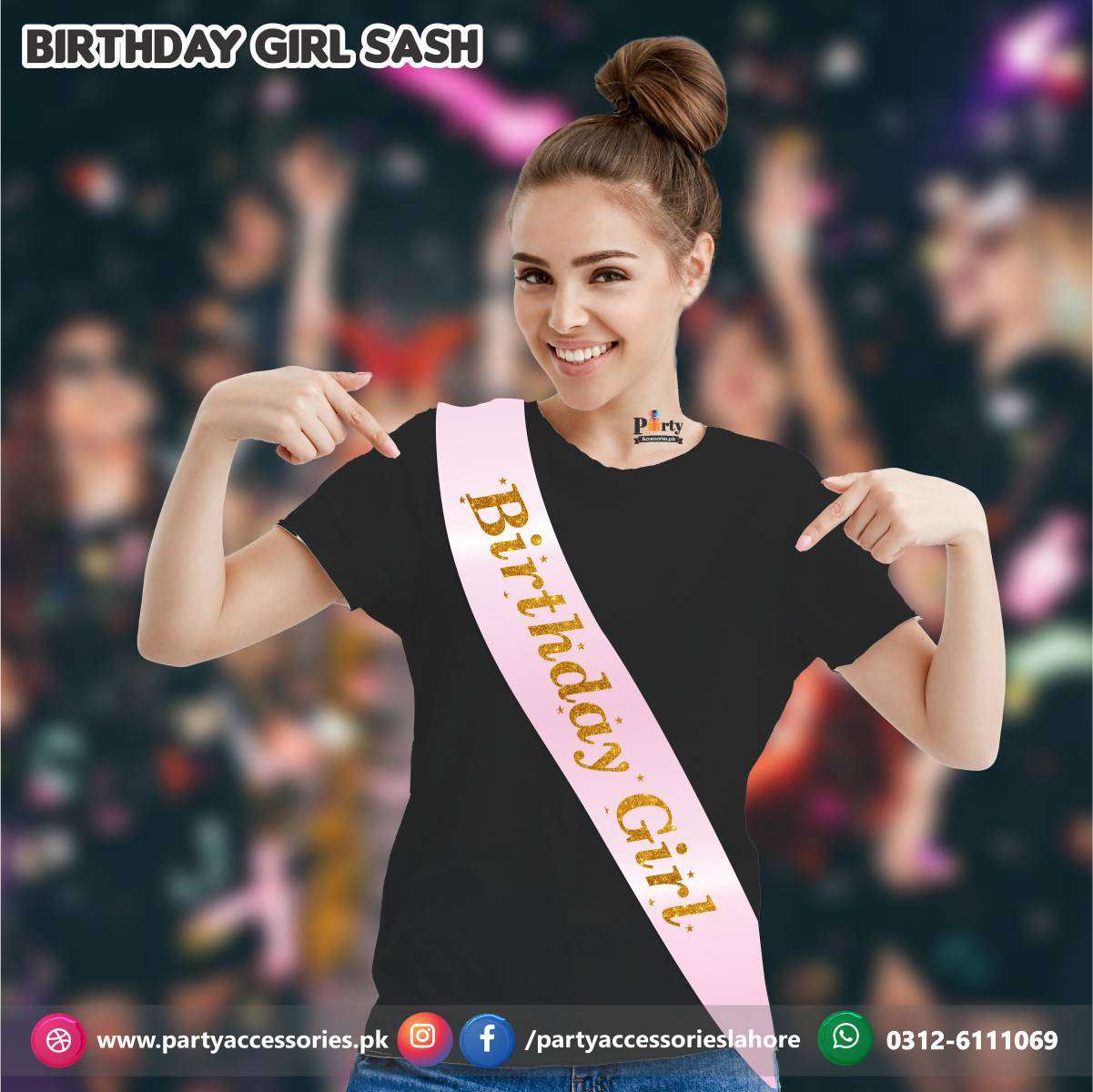 Birthday girl sash pink