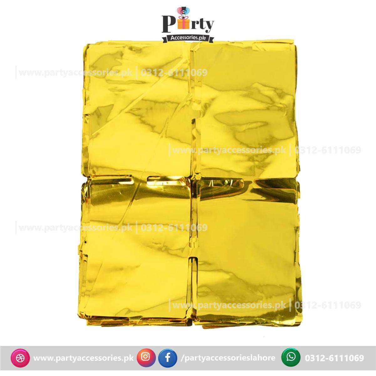 golden metallic foil curtain box shape cut