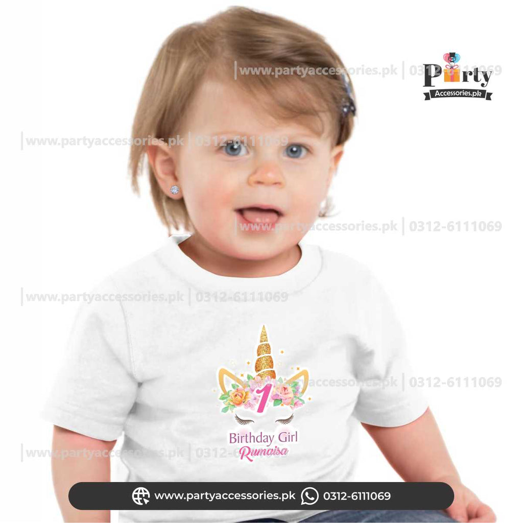 Unicorn theme customized T-shirt for birthday boy or girl –