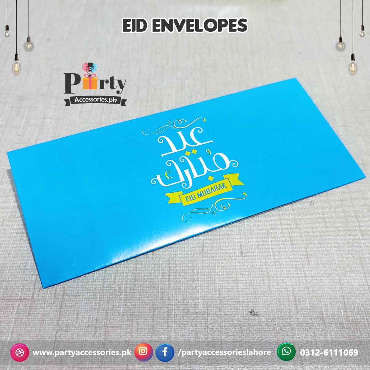 Eidi Envelopes in solid colors Pack of 6 PartyAccessories.pk