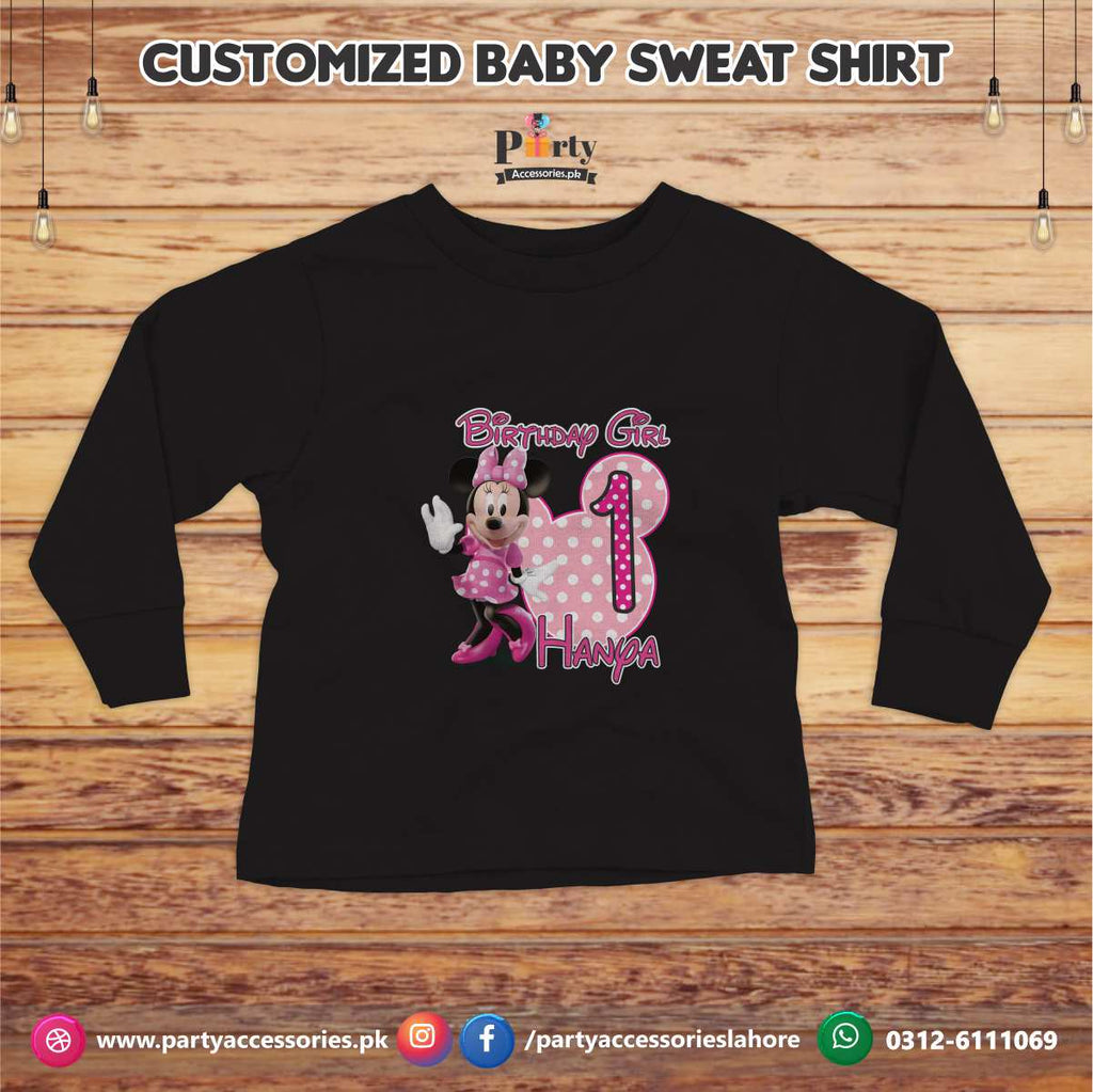 Minnie Mouse theme birthday customized Sweat shirt in Black