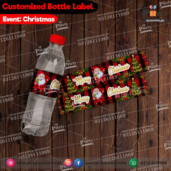 Merry Christmas Bottle Label wraps for table decoration