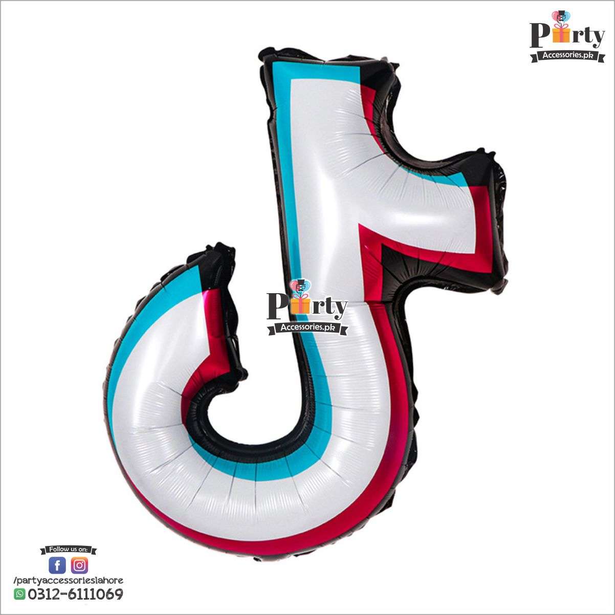 Tik tok logo shape exclusive foil balloon for tiktok theme parties