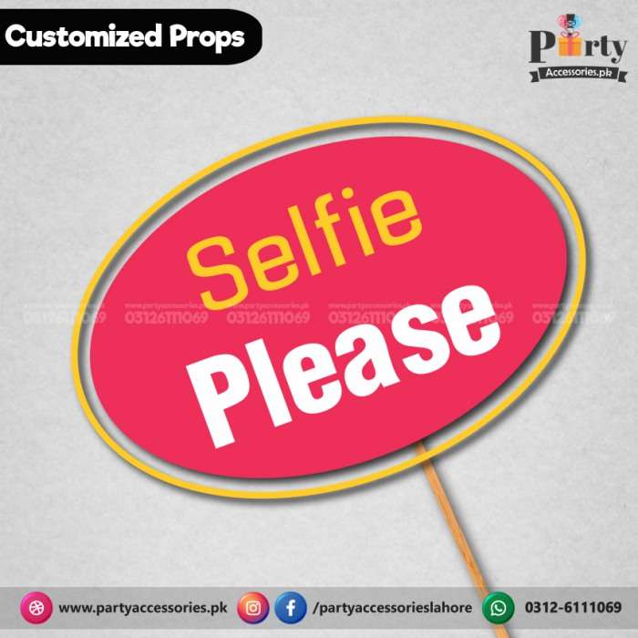 Customized funny party photo prop SELFIE PLEASE