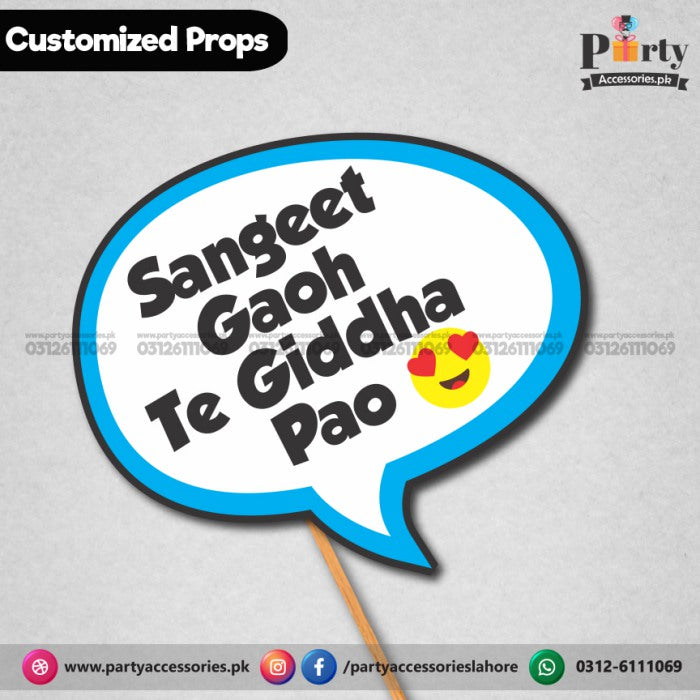 Customized funny WEDDING party photo prop SANGEET