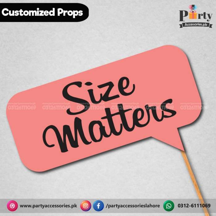Customized funny WEDDING party photo prop SIZE MATTERS