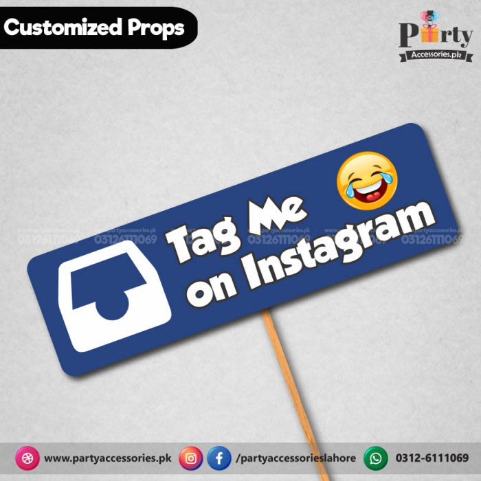 Customized funny WEDDING party photo prop TAG ME ON INSTAGRAM