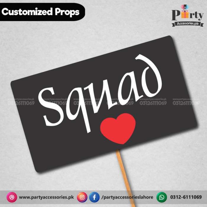 Customized funny WEDDING party photo prop SQUAD