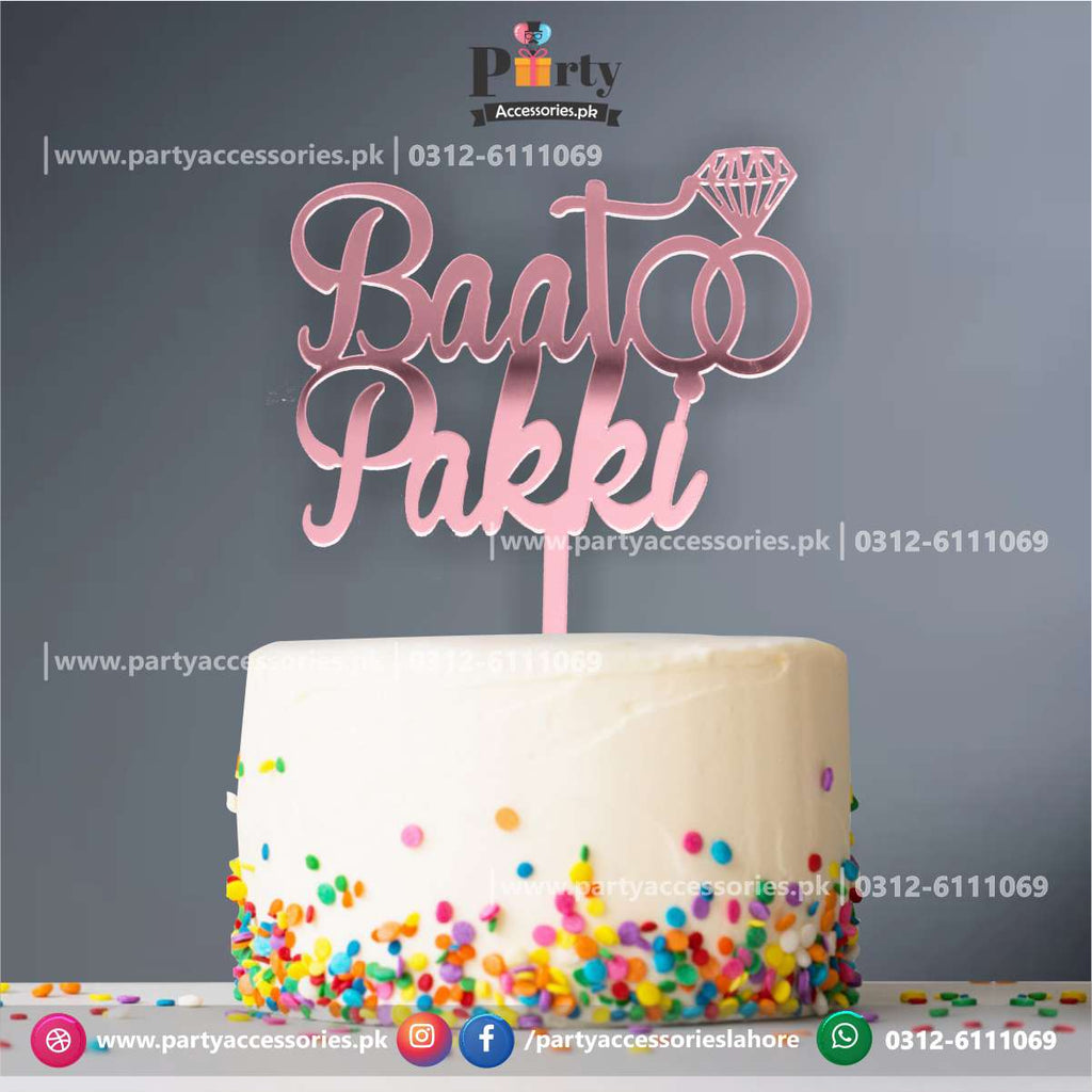 Baat pakki rose gold cake topper