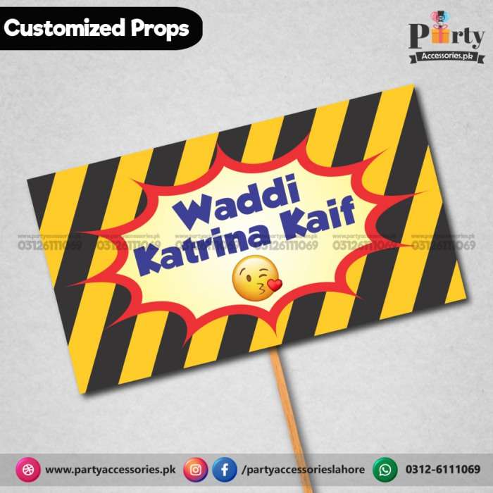 Customized Funny party photo prop WADDI KATRINA KAIF