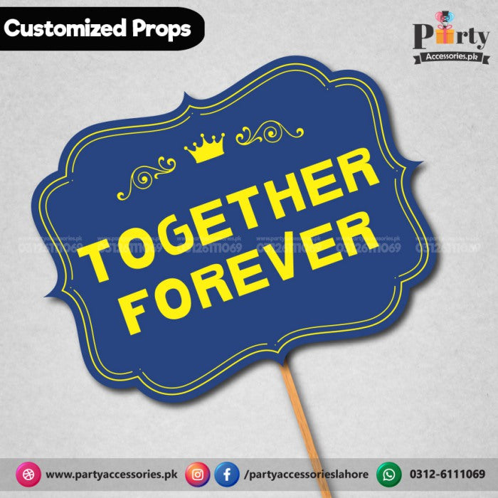 Customized wedding party photo prop together forever