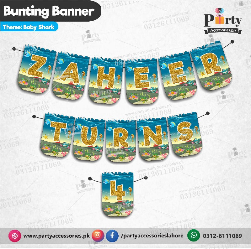 baby shark wall customized bunting banner