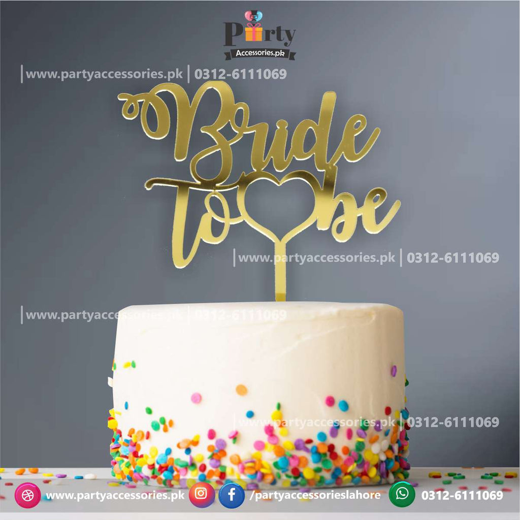bride to be golden cake topper 