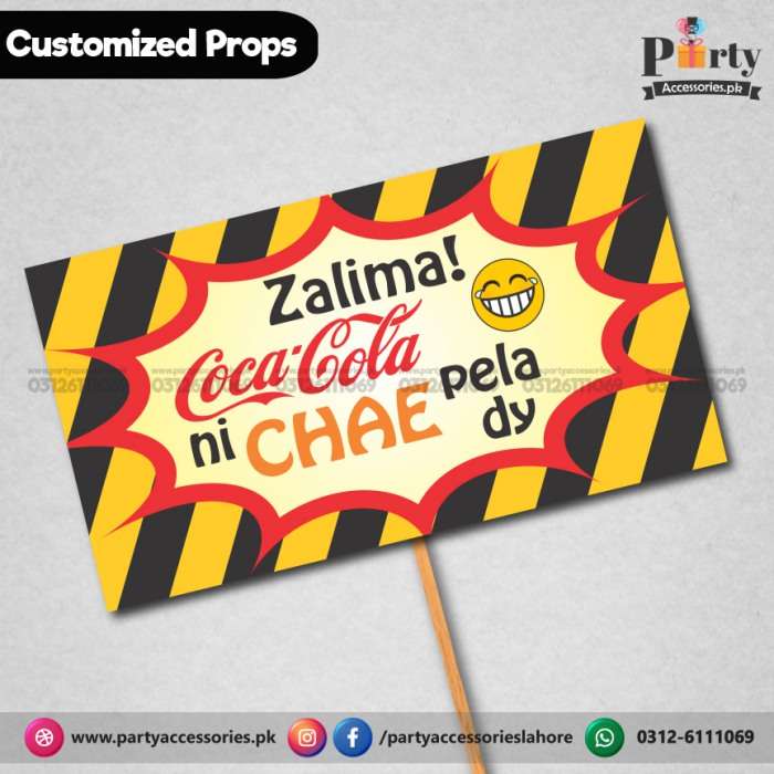 Customized FUNNY wedding party photo prop ZALIMA COCACOLA