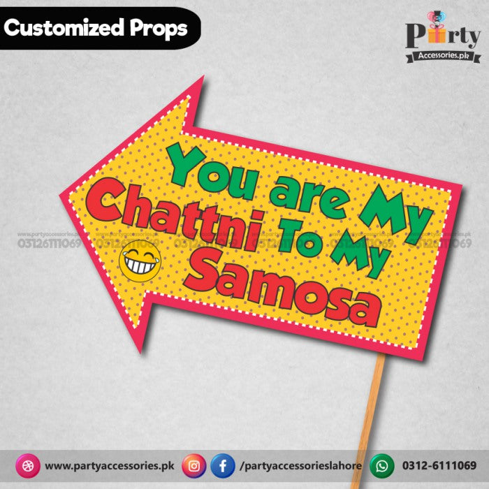 Customized FUNNY wedding party photo prop YOU ARE SAMOSA