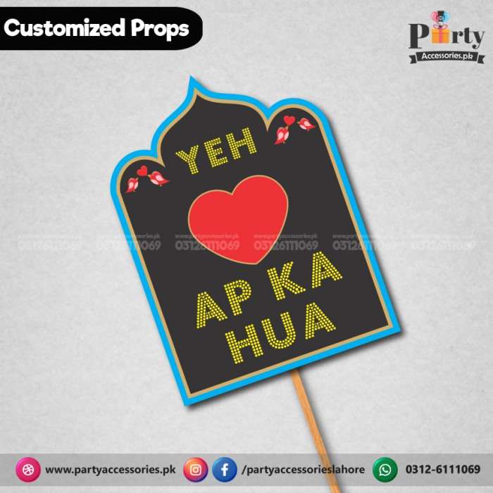 Customized FUNNY party photo prop YE DIL AP KA HUA