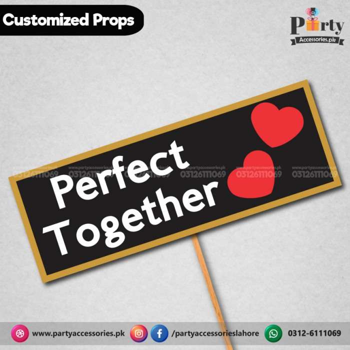 Customized WEDDING party photo prop PERFECT TOGETHER