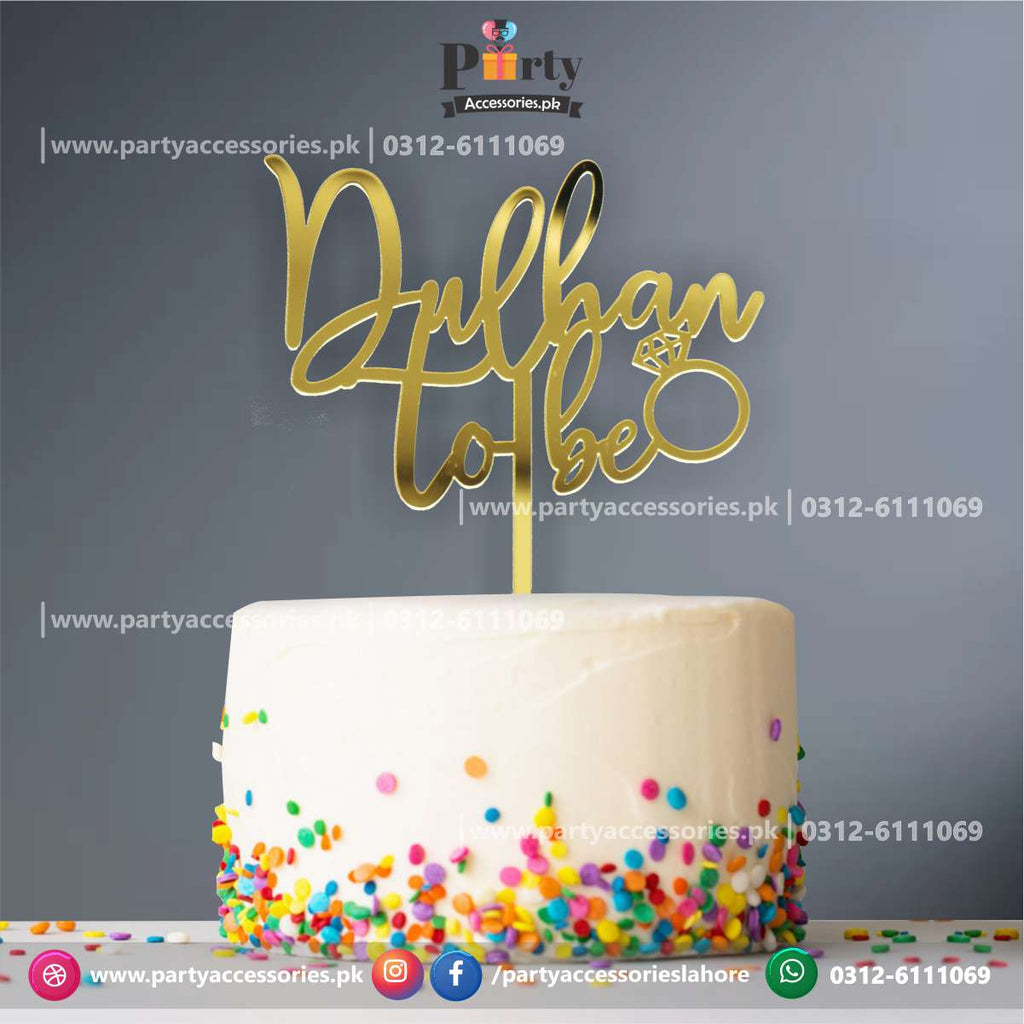dulhan to be cake topper golden
