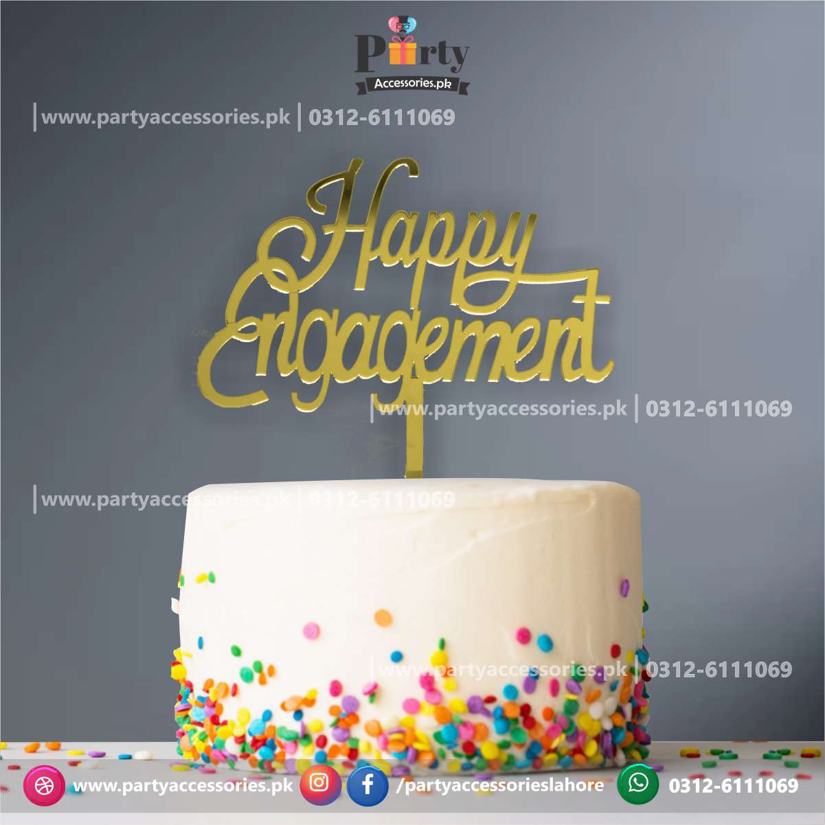 happy engagement cake topper