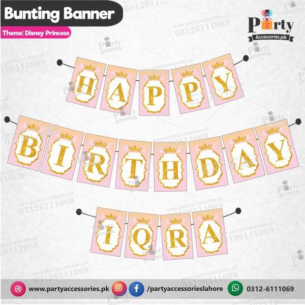 Disney Princess theme customized bunting banner for birthday