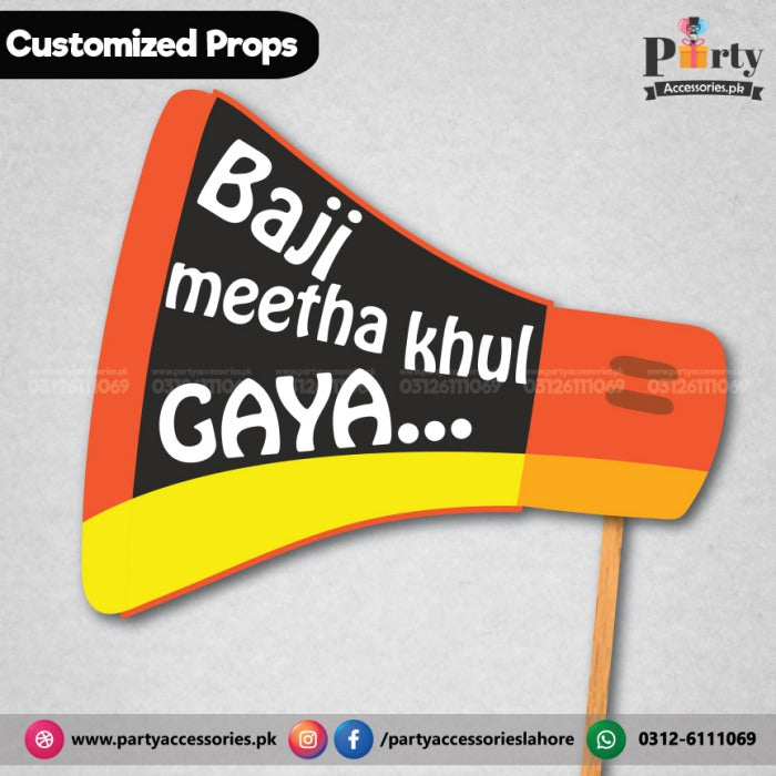 Customized FUNNY party props BAJI METHA KHUL GYA