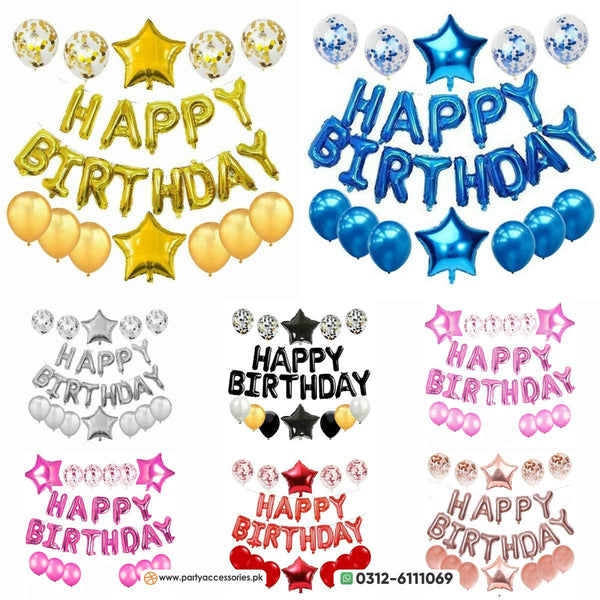 Happy birthday foil balloons decoration kit