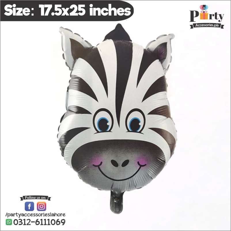Jungle theme Animal face zebra foil balloons