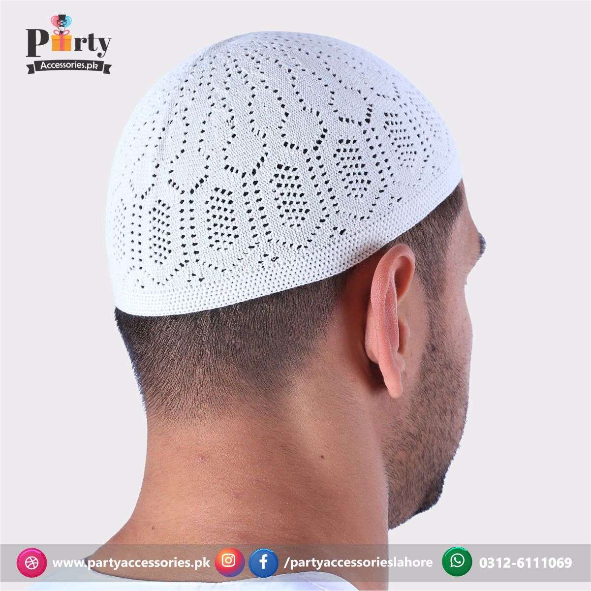 White Cotton knitted Nimaz cap | Pack of 6 pcs Muslim cap